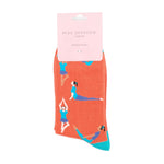 Women's Yoga Print Socks | Bamboo | Burnt Orange