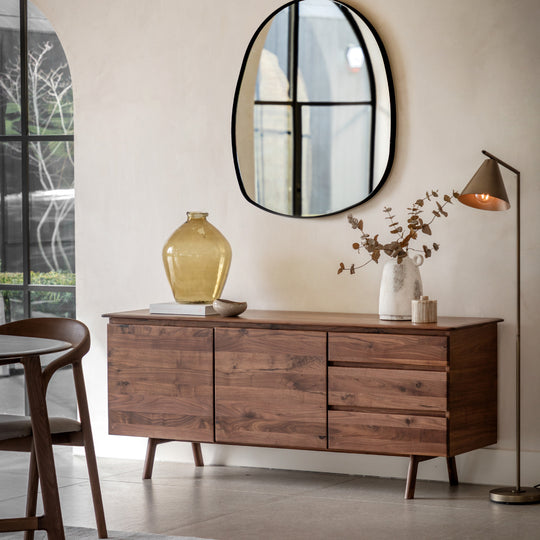 Madrid Mid-Century Scandi 3 Drawer Sideboard | Walnut