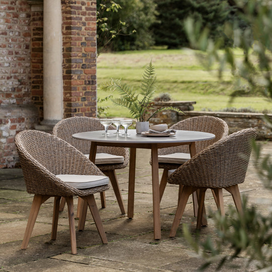 Outdoor Avena 4 Seat Round Dining Set | Natural