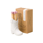 Nashville Cowboy Boot Matchstick Holder with 25 Matches | White