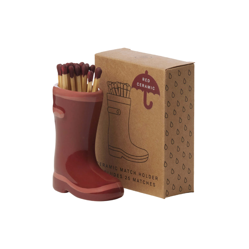 Wellington Boot Matchstick Holder with 25 Matches | Red