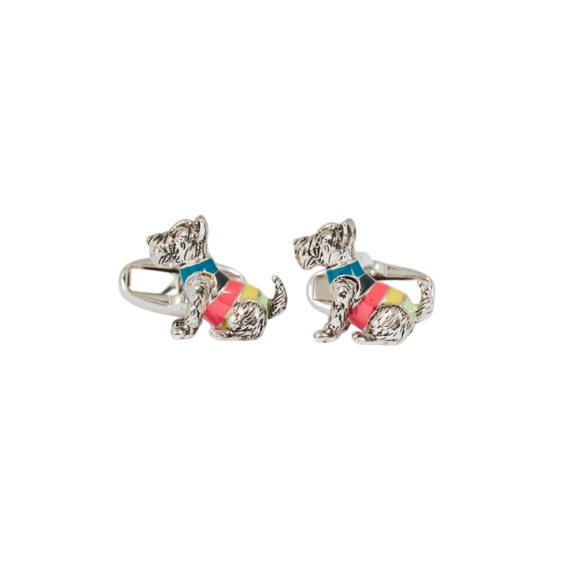 Men's 'Artist Stripe' Terrier Dog Cufflinks | Set of 2 | Silver