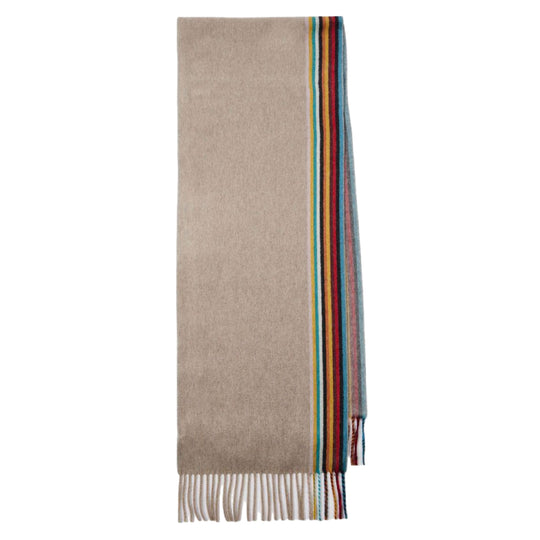 Men's Cashmere 'Signature Stripe' Edge Scarf | Brown