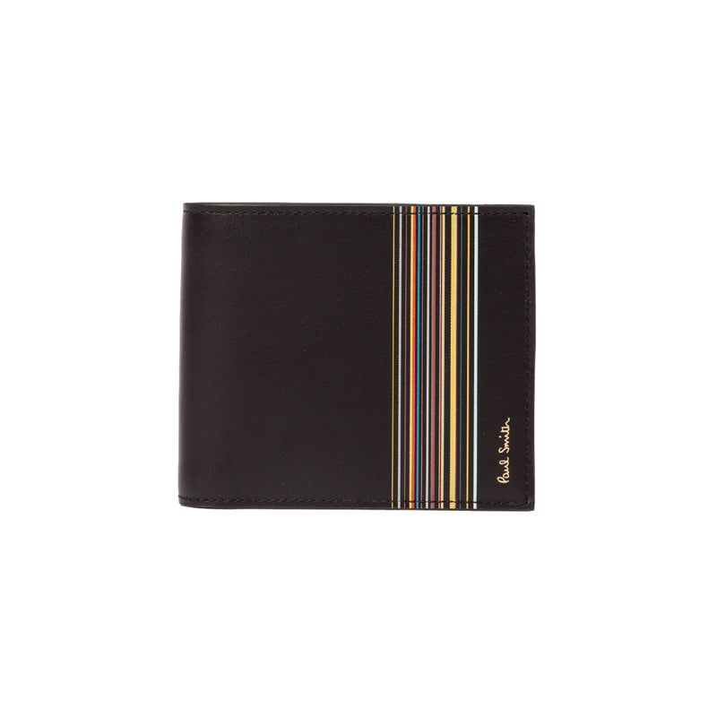 Men's Leather 'Signature Stripe Block' Billfold Wallet | Black