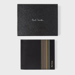 Men's Leather 'Signature Stripe Block' Billfold Wallet | Black