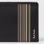 Men's Leather 'Signature Stripe Block' Wallet | Black