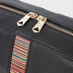 Men's Leather 'Signature Stripe' Wash Bag | Black