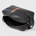 Men's Leather 'Signature Stripe' Wash Bag | Black