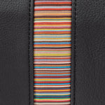 Men's Leather 'Signature Stripe' Wash Bag | Black