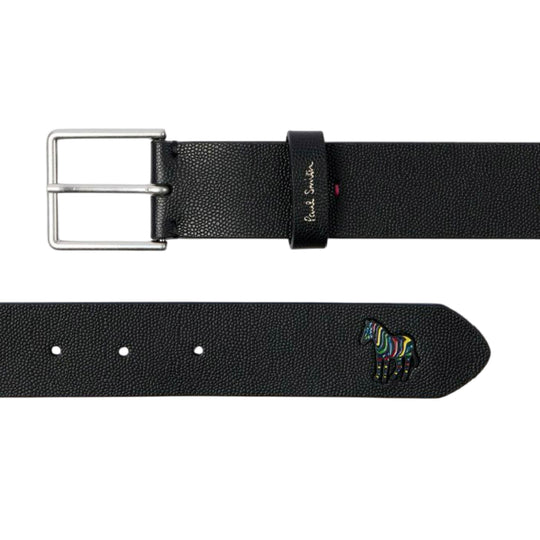 Men's Pebble Grain Leather 'Zebra' Belt | Black
