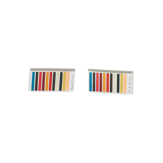 Men's Rectangular 'Signature Stripe' Cufflinks | Multicolour