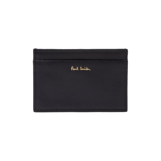 Men's Leather 'Signature Stripe' Card Holder | Black