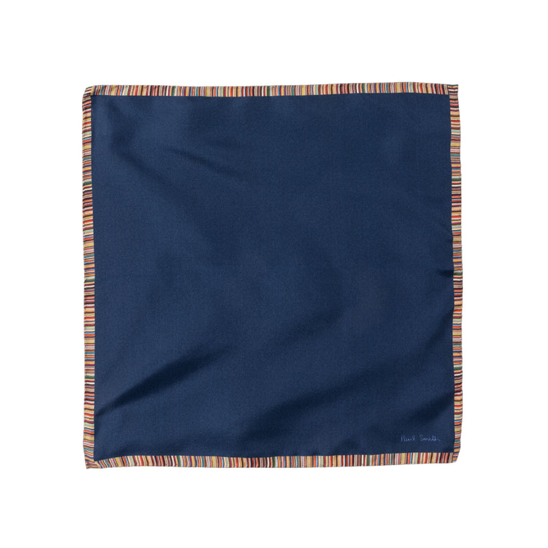 Men's Silk 'Signature Stripe' Pocket Square | Navy