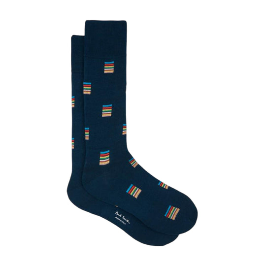 Men's Square 'Signature Stripe' Socks | Dark Blue