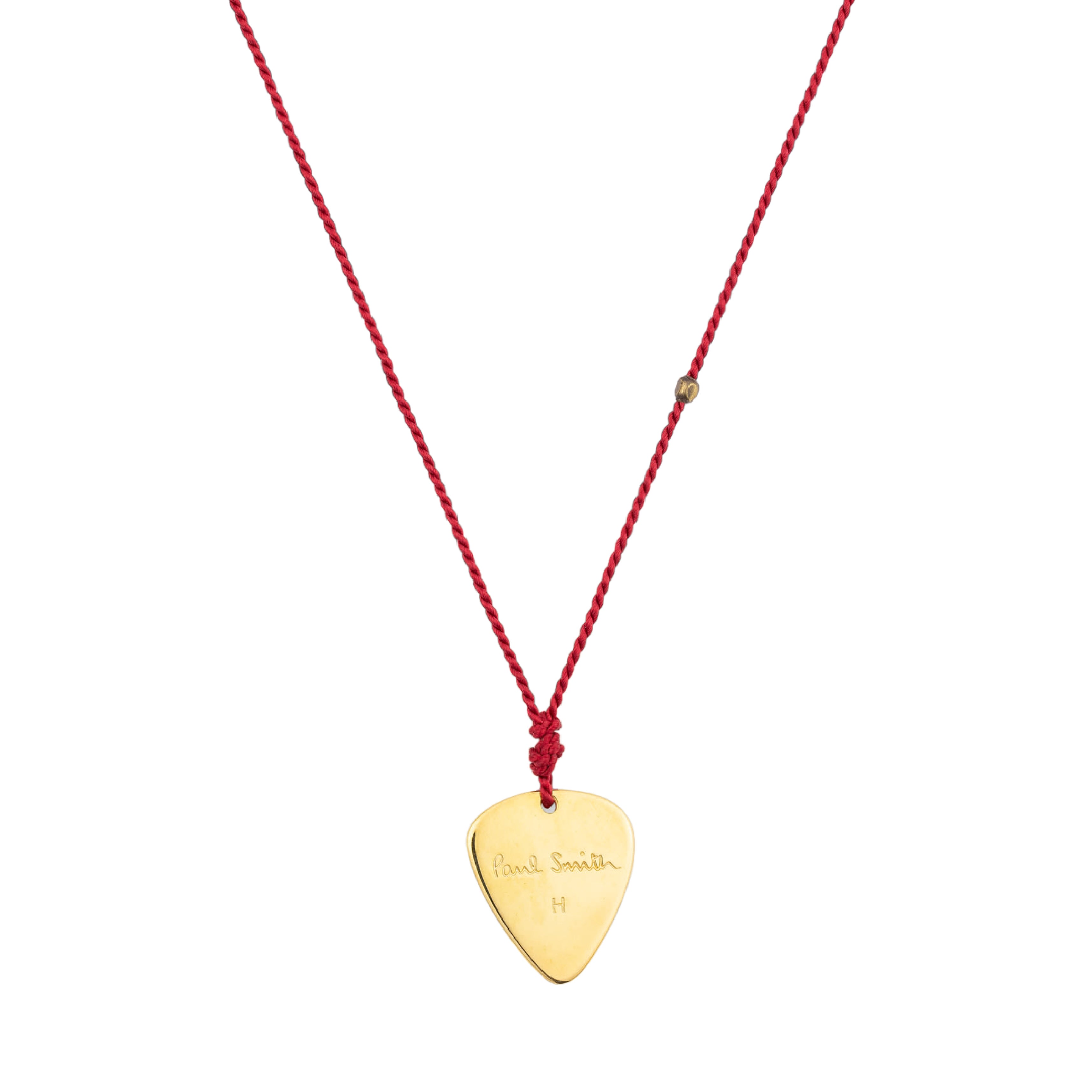 Paul Smith Gold Plectrum Necklace with Red Silk Rope About Living