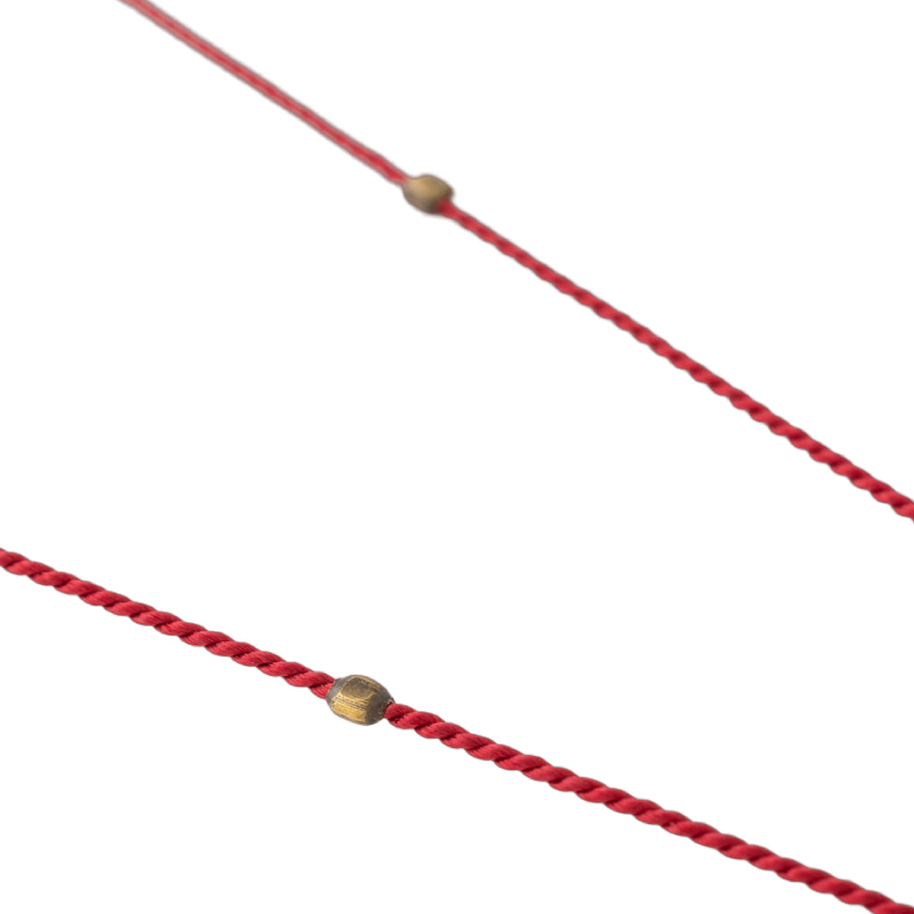 Red Satin Rope Gold Paul Smith Gold Plectrum Necklace with Red Silk Rope | About Living