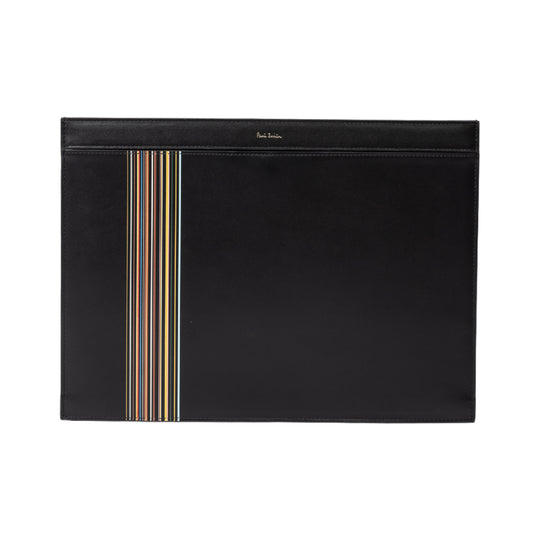 Men's Leather 'Signature Stripe' Document Case | Black