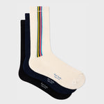Men's 'Sports Stripe' Socks | Navy/Ecru/Black | Set of 3