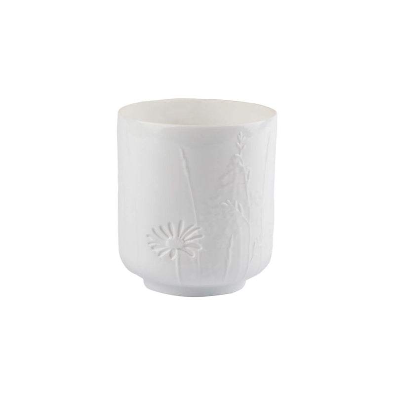 Poetry Floral Tealight Holder | White | 10cm