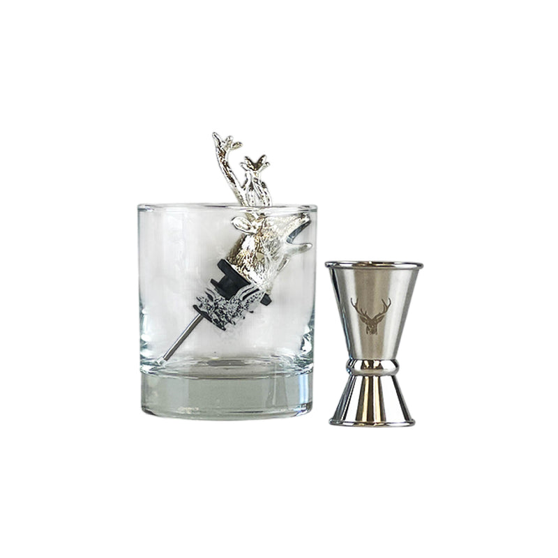 Glass, Pourer & Jigger Set | Stag