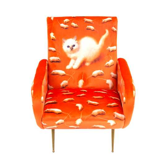 Kitten Padded Armchair | Seletti Wears Toiletpaper | Orange
