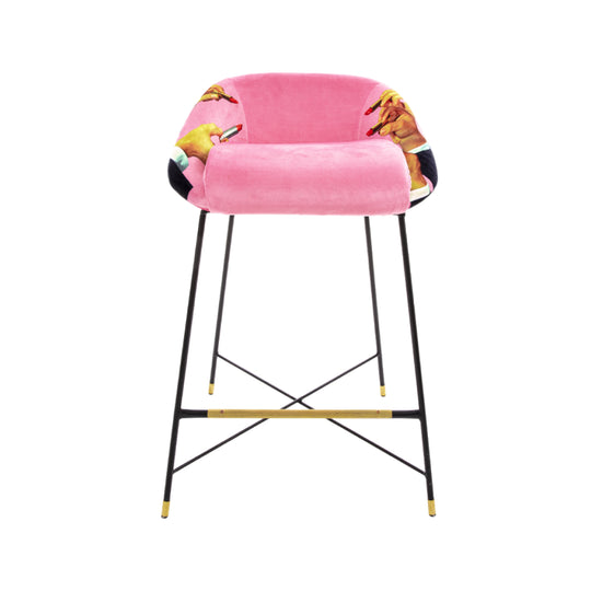 Lipsticks Padded High Bar Stool | Seletti Wears Toiletpaper | Pink
