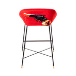 Revolver Padded High Bar Stool | Seletti Wears Toiletpaper | Red