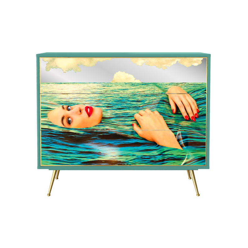 Seagirl Mirrored Drawers | Seletti Wears Toiletpaper | Chest of 3