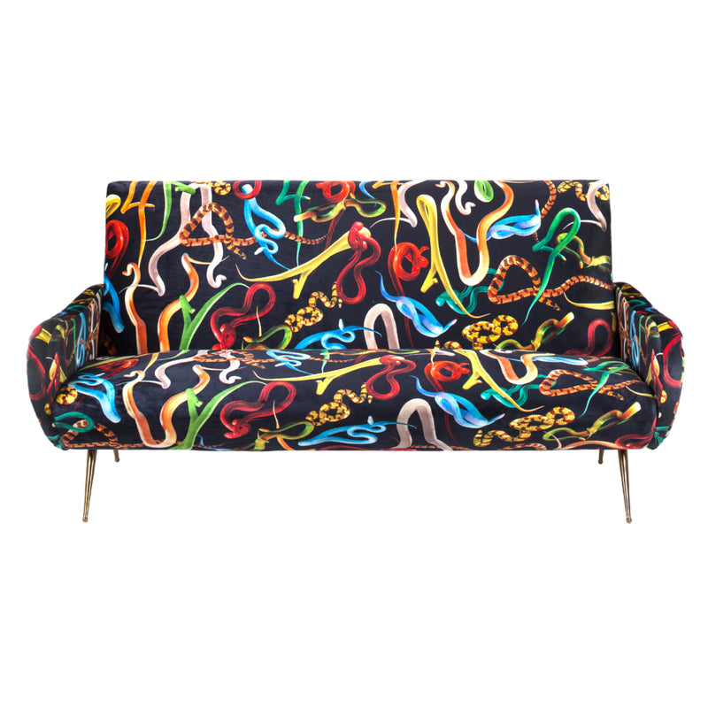 Snakes Three Seater Sofa | Seletti Wears Toiletpaper | Black