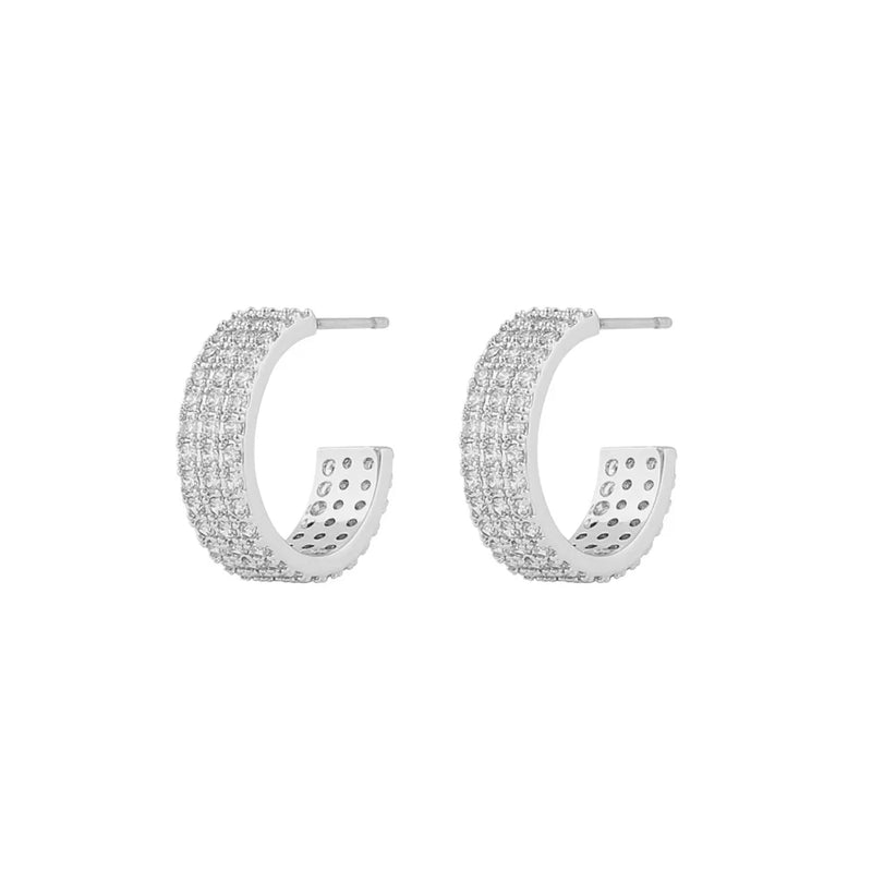 Ace Oval Earrings | Silver Plated with Cubic Zirconia