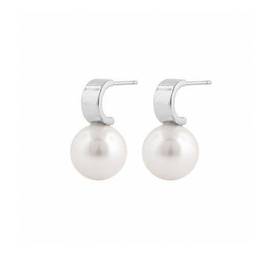 Adriana Pearl Hoop Earrings | Silver Plated