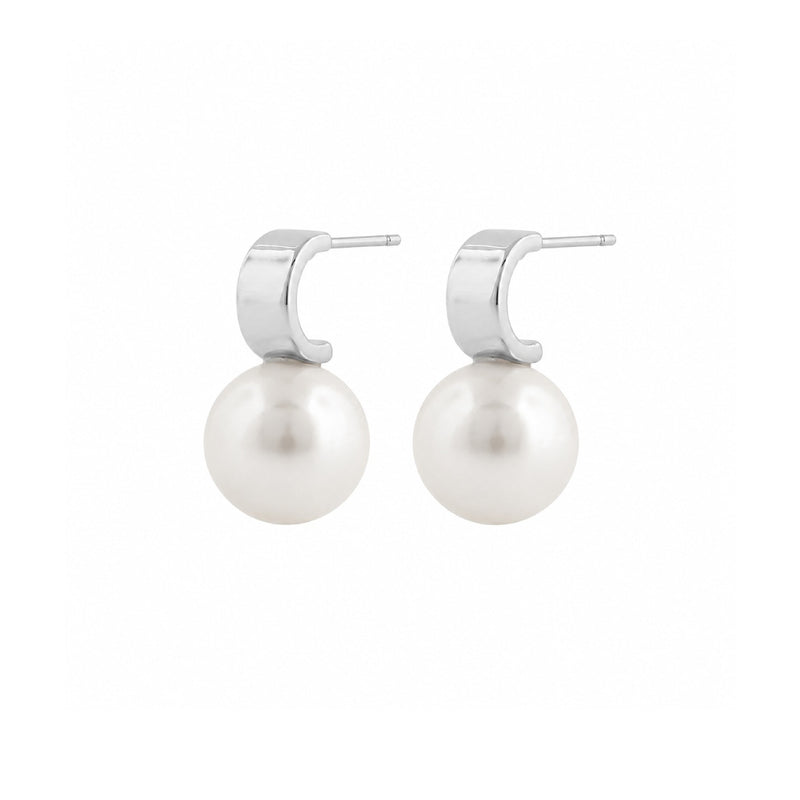 Adriana Pearl Hoop Earrings | Silver Plated