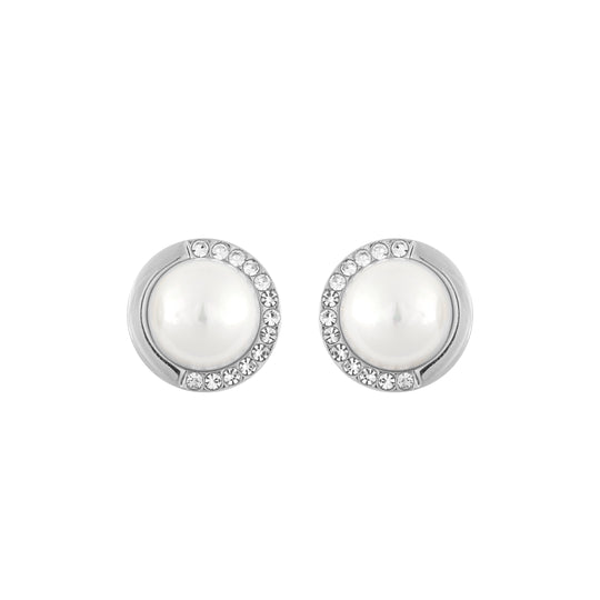 Celine Faux Pearl Stud Earrings | Silver Plated