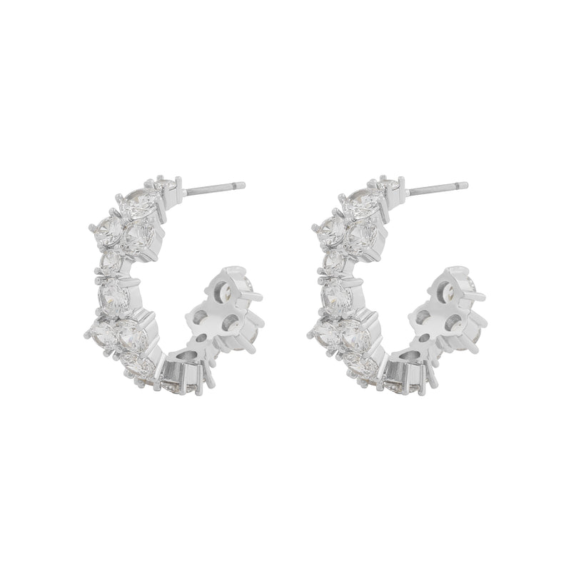 Copenhagen Oval Earrings | Silver Plated with Cubic Zirconia
