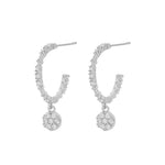 Copenhagen Oval Pendant Earrings | Silver Plated with Cubic Zirconia