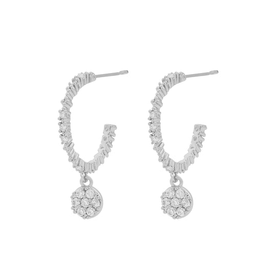 Copenhagen Oval Pendant Earrings | Silver Plated with Cubic Zirconia