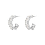 East Oval Earrings | Silver Plated with Cubic Zirconia