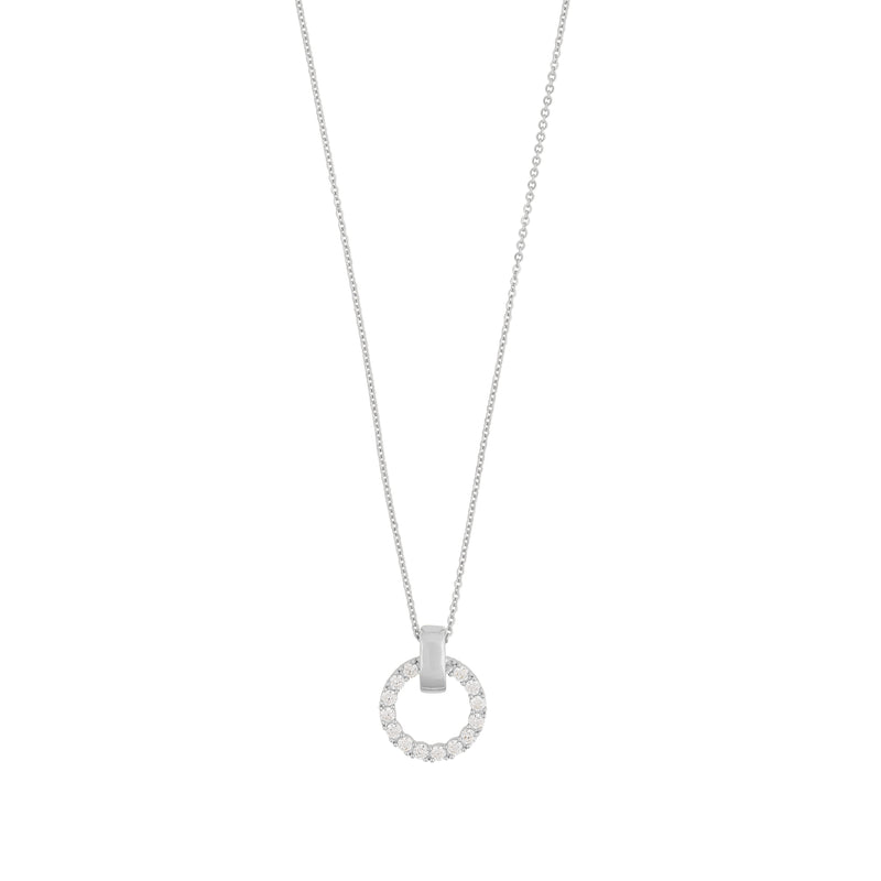East Round Pendant Necklace | Silver Plated with Cubic Zirconia