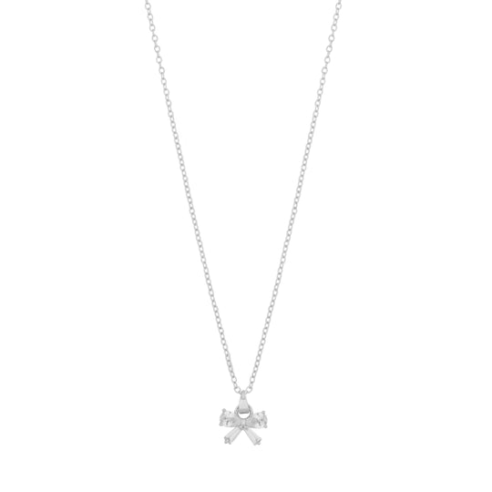 Eira Bow Pendant Necklace | Silver Plated | 45cm