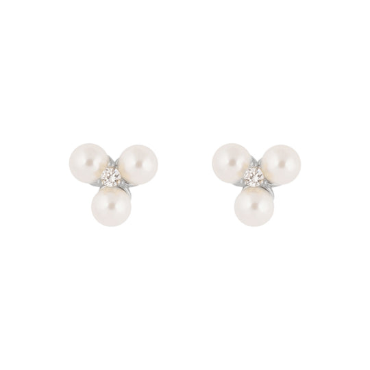 Eira Triple Pearl Earrings | Silver Plated