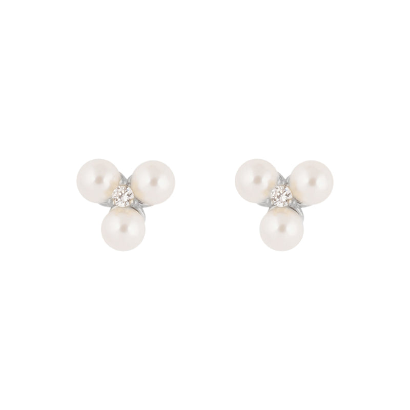 Eira Triple Pearl Earrings | Silver Plated