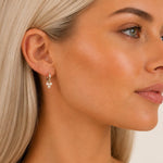Eira Triple Pearl Hoop Earrings | Silver Plated