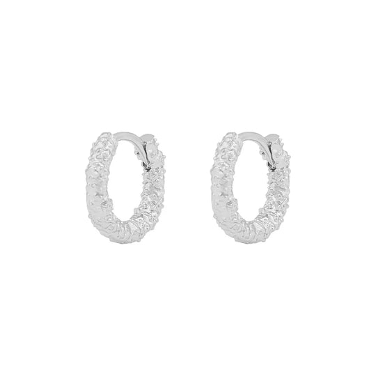 Gisele Textured Hoop Earrings | Silver Plated