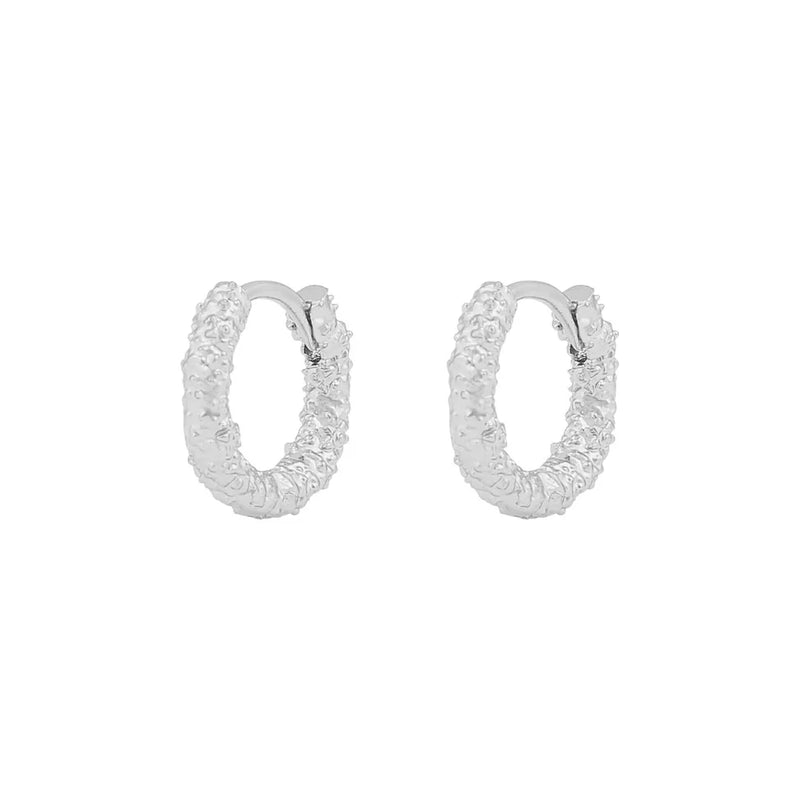 Gisele Textured Hoop Earrings | Silver Plated