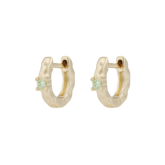 Jen Small Green Stone Ring Earrings | Gold Plated