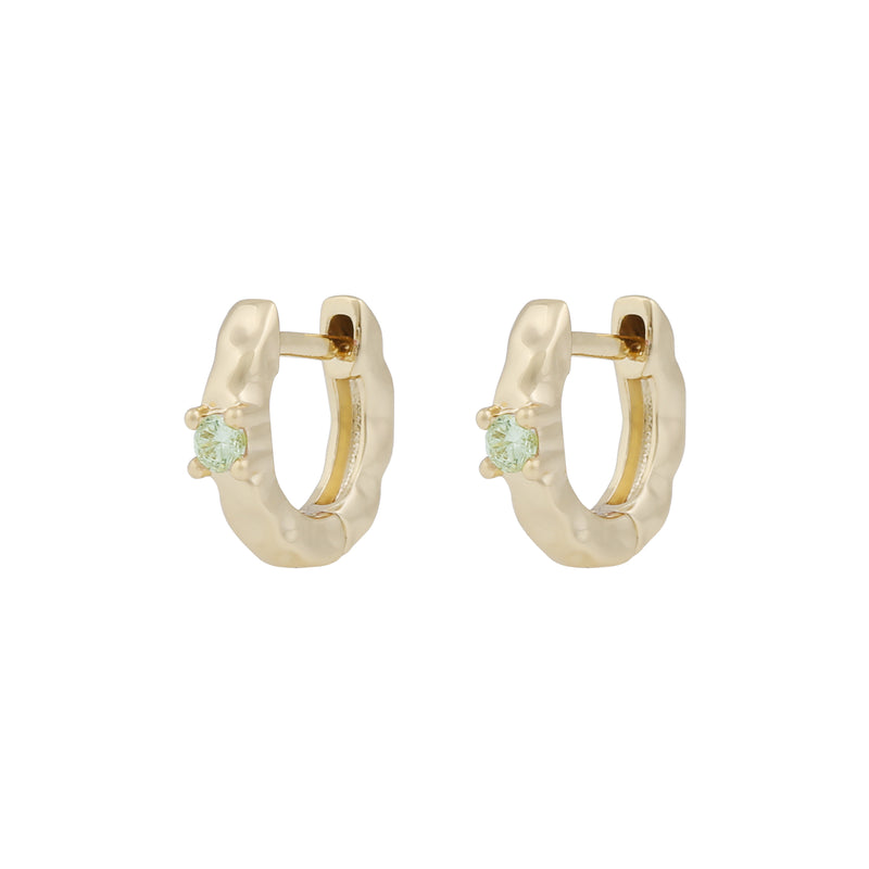 Jen Small Green Stone Ring Earrings | Gold Plated