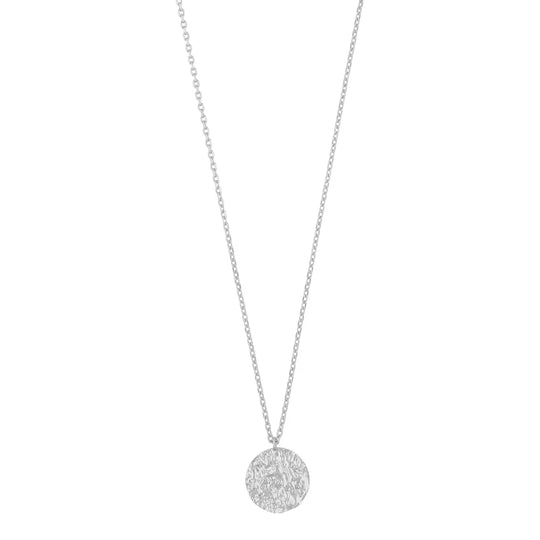 Lauren Hammered Coin Pendant Necklace | Silver Plated