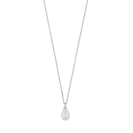 Lucy Pearl Drop Pendant Necklace | Silver Plated | 45cm