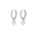 Lucy Pearl Pendant Hoop Earrings | Silver Plated
