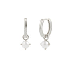 Lucy Pearl Pendant Hoop Earrings | Silver Plated
